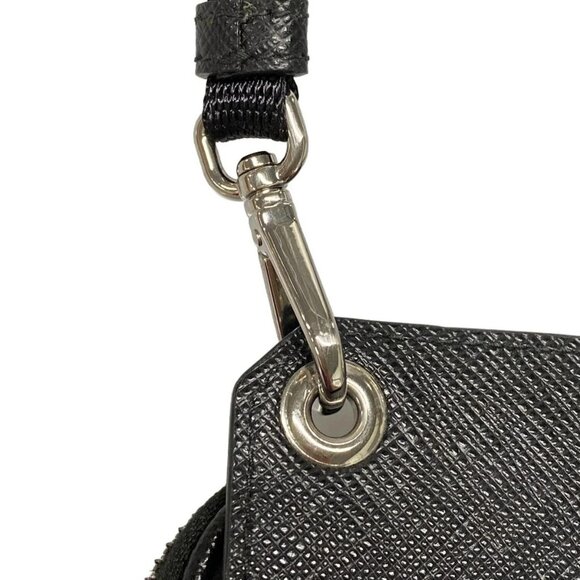 Auth PRADA - Black Yellow Nylon Rubber Saffiano Leather Shoulder Bag - Picture 11 of 16